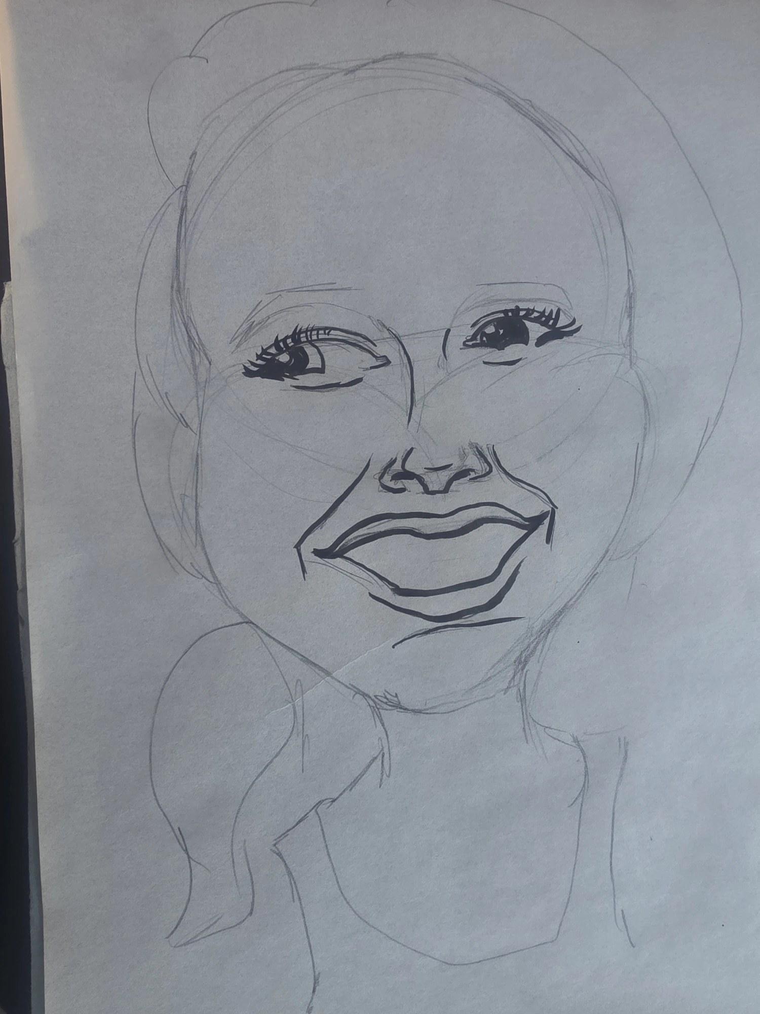 Caricature process step 03: Inking the linework